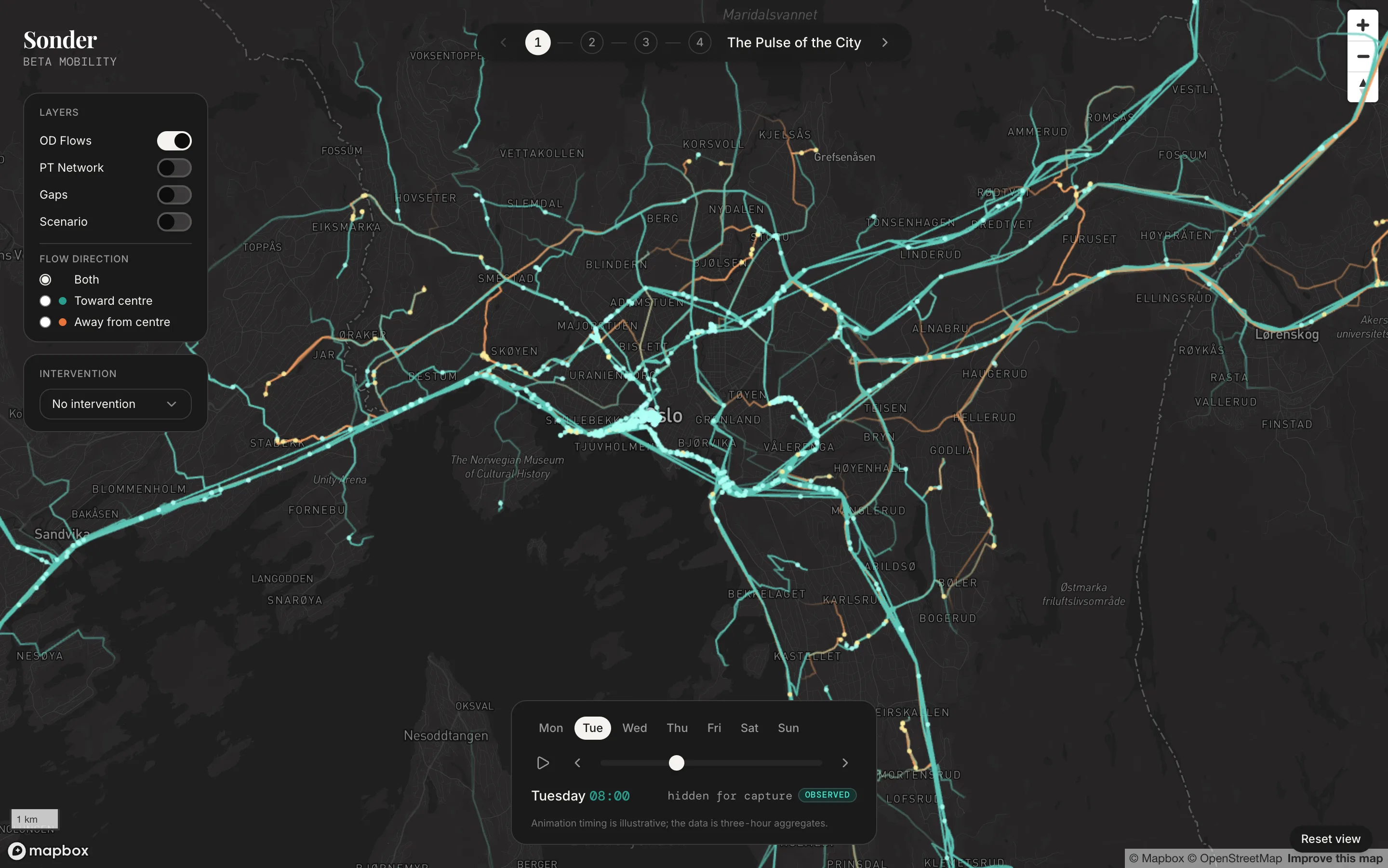 Observe: Observed demand over the streets it uses, weekday morning